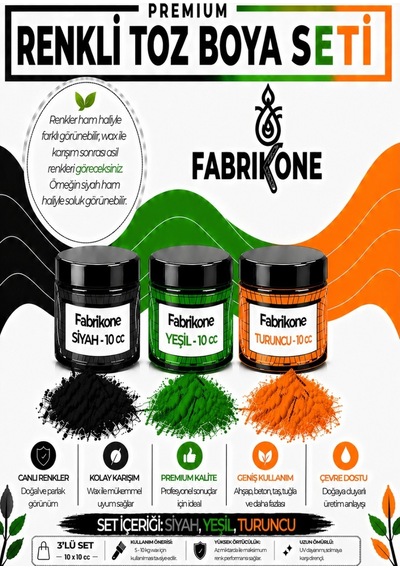 3'lü Set Premium Parafin Soya Wax Toz Mum Boyası Hobi Seti - 10 Cc Siyah, Yeşil, Turuncu Bkfab3syt10g Karışık