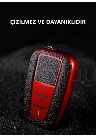 Toyota Corolla Rav4 Land Cruiser Camry Prado C-hr Deri Görünümlü Tpu Anahtar Kılıfı Mavi