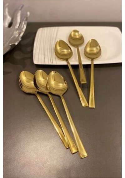 Stayle Gold Titanyum 6 Adet Tatlı  Kaşık Gold
