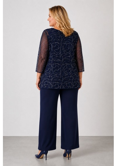 Bihan Store Kadın İşlemeli Ve Işıltılı Abiye Bluz - Y26-4022 Lacivert