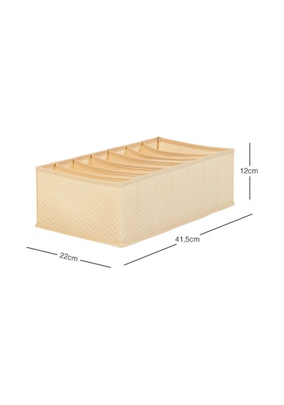 Ocean Home Textile 7 Bölmeli Bej Balıksırtı Çekmece Düzenleyici 22 x 41,5 x 12 cm