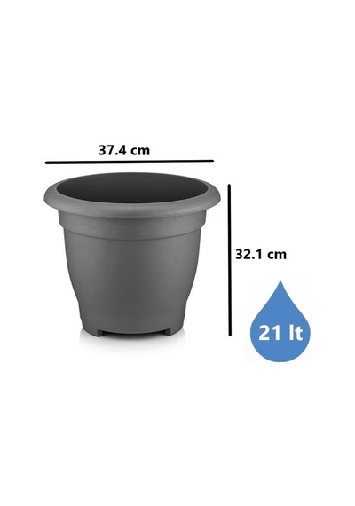 Omnipazar So-vhs6 Dekoratif Vaha Saksı İç Ve Dış Mekan 21 Litre No 6 Antrasit 116