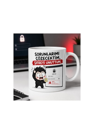 İş Hayatı Temalı İsim Alanlı Esprili Kupa Bardak Tasarım 283 Beyaz Beyaz