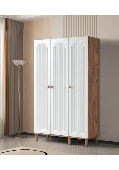Bohem Çiğdem 3 Kapaklı Çekmeceli Elbise Dolabı Gardrop 120cm