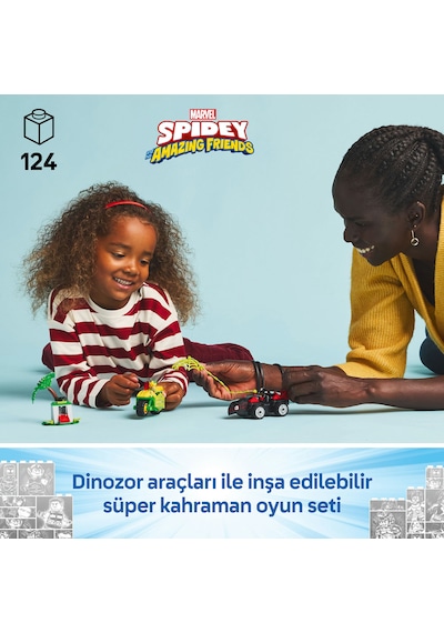 LEGO® Marvel Spidey ve İnanılmaz Arkadaşları Spin ve Electro Dinozor Aracı Takibi 11198 - 4 Yaş ve Üzeri Yaratıcı Oyuncak Seti (124 Parça)