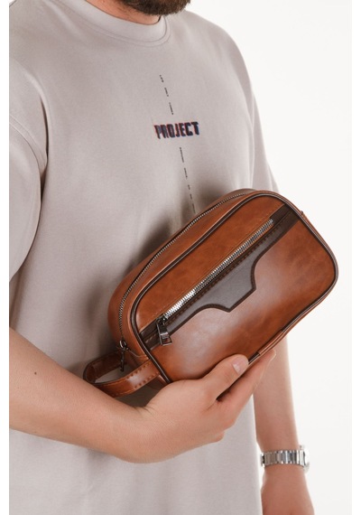 Newish Polo Crazy Desenli Suni Deri Portföy-clutch Traşlık Ve El Çantası Günlük, Seyahat Taba