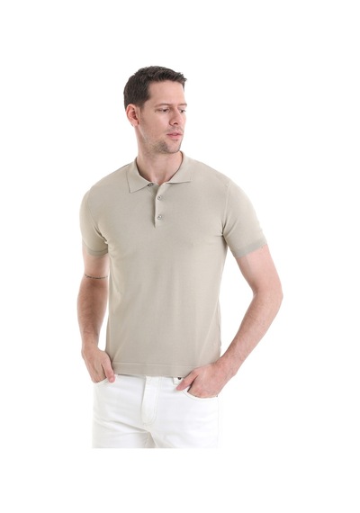 Hatemoğlu Bej Regular Fit Düz Rayon Polo Yaka Tişört 35362023c001 006 Bej