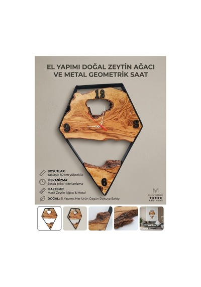 Rustik Zeytin Ağacı Dekoratif Duvar Saati - El Yapımı Endüstriyel Metal Tasarım 49 Cm Ofis Ve Ev Hediyesi Kahverengi Rustik Zeytin Ağacı Dekoratif Duvar Saati - El Yapımı Endüstriyel Metal Tasarım 49 Cm Ofis Ve Ev Hediyesi Kahverengi