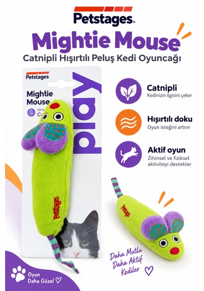 Petstages Mightie Mouse Catnipli Hışırtılı Peluş Kedi Oyuncağı