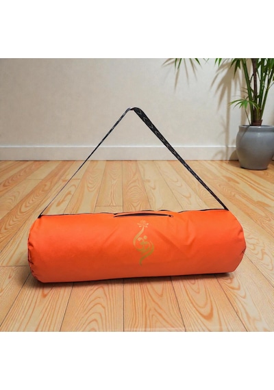 Su Geçirmez Om Baskılı Mat Taşıma Çantası Yoga Fitness Antrenman Çantası 2 Adet Mat Toplama Lastiği Turuncu