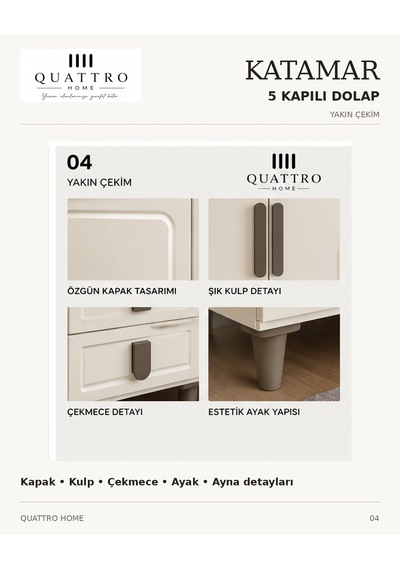 Katamar 5 Kapaklı Dolap Krem
