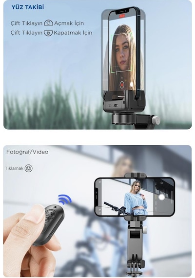 Q18 Siyah Gimball Led Işıklı Kumandalı Çok Amaçlı Tripod Selfie Çubuğu