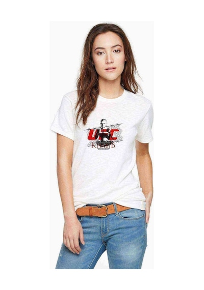 Khabib Nurmagomedov Baskılı Beyaz Kadın Tshirt