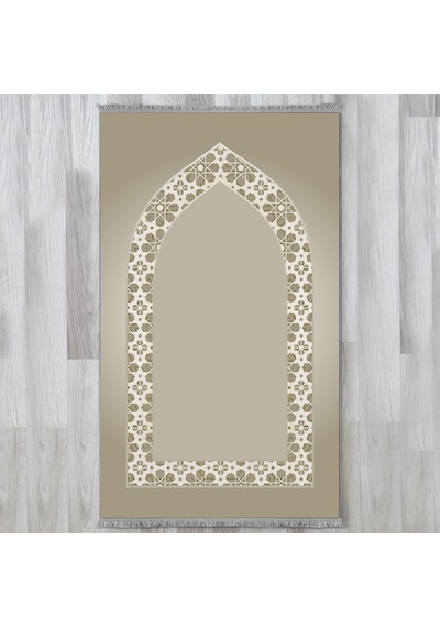 Evaşk Namazlık Dokuma Halı Kaymaz Muslumana Seccade80 x 130 Bej EVASK809A66