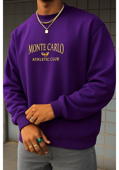 Monte Carlo Baskılı Unisex Sweatshırt Mor