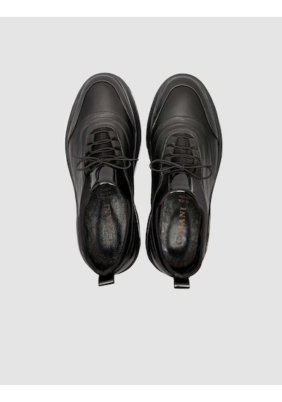 Hakiki Deri Siyah Erkek Günlük Sneaker Siyah