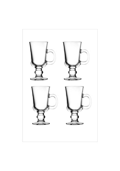 4'lü Kulplu Cam Latte Cappuccino Macchiato Nescafe Irish Coffee Kupası