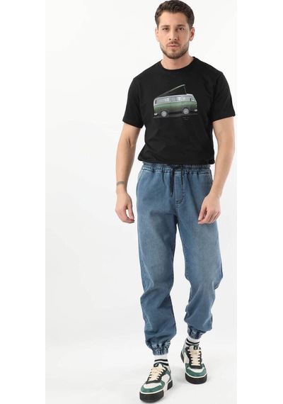 Banny Jeans Erkek Beli Lastikli Jogger Pantolon Mavi