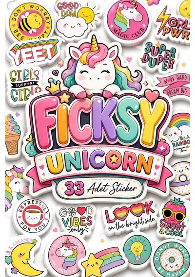Unicorn Tek Boynuzlu At Sticker Seti - 33 Adet Etiket Çıkartma Diğer