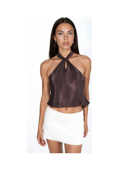 Hiccup Halter Yaka Bağlama Detaylı Top Kahve Kahvesi