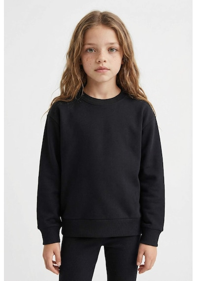 Defacto Relax Fit Bisiklet Yaka Basic Düz Okul Sweatshirt Kız Çocuk A2797A824AU Siyah