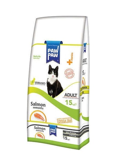 Paw Paw Sterilised Somonlu Kısırlaştırılmış Yetişkin Kedi Maması 15 KG