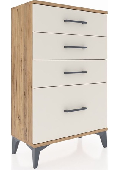 Arges Komodin 4 Çekmeceli 60x30x96 Çam-aytaşı Çam