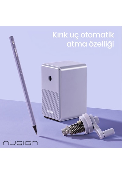 Nusıgn Döner Kalemtıraş 6.9-8mm Grafit Kalem Uyumlu Gri Kalemtıraş