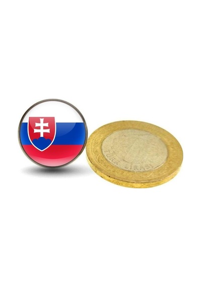 Slovakya Slovakia Bayrak Rozeti - Paslanmaz Çelik Yuvarlak Yaka Rozeti Çok Renkli