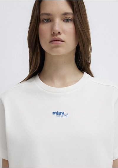 Mavi - Miav Baskılı Ekru Tişört 1614091-70057 Ekru