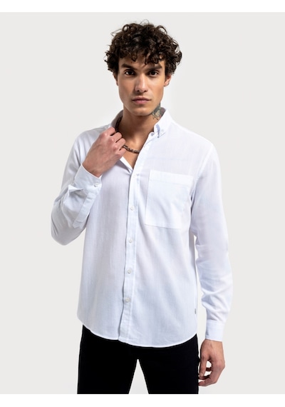 Oversize Fit Erkek Gömlek U.kol Beyaz