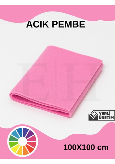 Pembe Renk Metrelik Ince Keçe Kumaş Keçe 1 Mm Aktivite Keçesi Renkli Keçe 1 Metre 100 Cm X 100 Cm