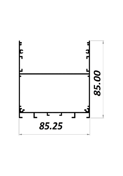 Led Alüminyum Profil Siyah Kasa 1 Metre 85x85mm Opak Pleksi Kapak Yan Kapak Montaj Yayı 8413