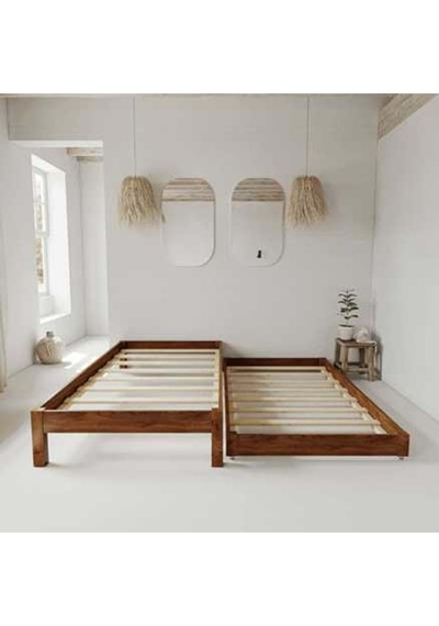Canvas Model Yavrulu Ceviz Renk Çam Ahşap Karyola Canvas Model Yavrulu Ceviz Renk Çam Ahşap Karyola