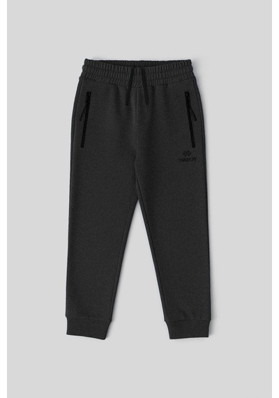 Tommylife Antrasit Melanj Erkek Çocuk Jogger Fermuarlı Cep Standart Kalıp Manşetli Eşofman Alt - 64042 Antrasit Melanj