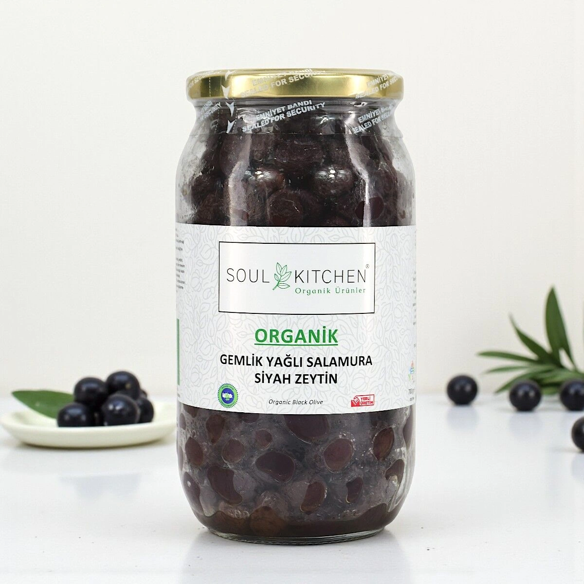 Soul Kitchen Organik Gemlik Yağlı Salamura Siyah Zeytin  700 G