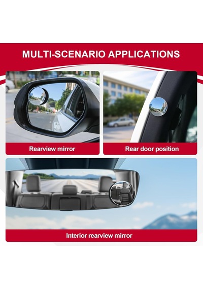 Jıahao Kör Nokta Aynası, 2" Yuvarlak Hd Cam Çerçevesiz Dışbükey Dikiz Aynası Geniş Açılı Ayarlanabilir Yapı