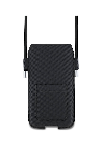Lacoste Lisanslı Çapraz Vücut Askılı Telefon Kılıfı Pu Pike Desenli Max 6.7 İnç Siyah