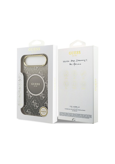 Apple Uyumlu iPhone 17 Air Kılıf Guess Lisanslı M-safe Şarj Özellikli 4g Desenli Simli Silikon Kapak Gri Gri