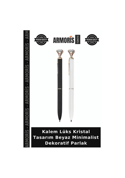 Kalem Lüks Kristal Tasarım Beyaz Minimalist Dekoratif Parlak Çok Renkli