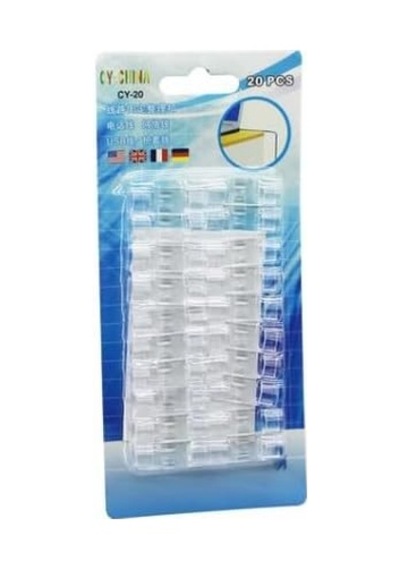 Tr Cy-20 Kablo Tutucu Klips, Şeffaf Plastik, Yapışkanlı, İnce Kablo İçin, 20 Adet