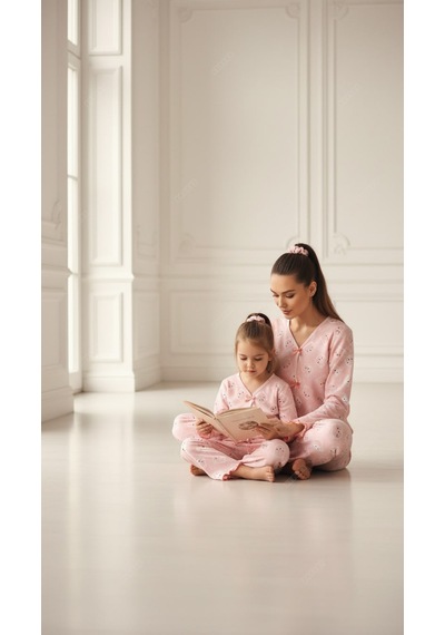 Divinus Panda Desenli Kız Çocuk Pijama Takımı Pembe