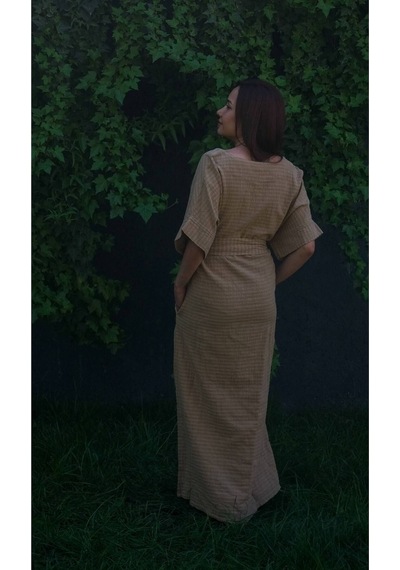Dokuma Kaftan Elbise - Rahatlığın Şıklığı Ücretsiz Kargo İle Kahve