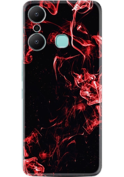 Infinix Hot 20 Play Kılıf Silikon Desen Özel Seri Red Smoke 1745