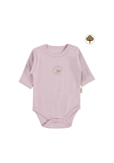 Civil Baby Organik Pamuklu U Kol 0-18 Ay Çıtçıtlı Badi - Pembe 0-1 Ay Pembe