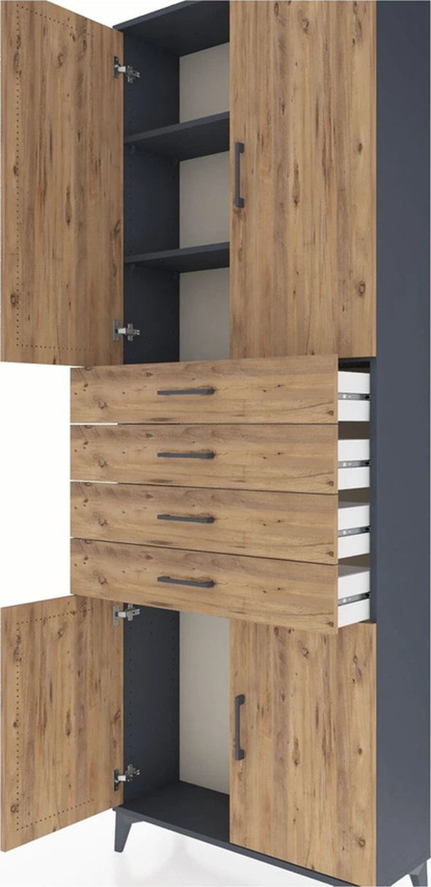 Arges Dolap 3 Raflı 4 Çekmeceli 4 Kapaklı 88x30x243 Antrasit-çam Antrasit Arges Dolap 3 Raflı 4 Çekmeceli 4 Kapaklı 88x30x243 Antrasit-çam Antrasit