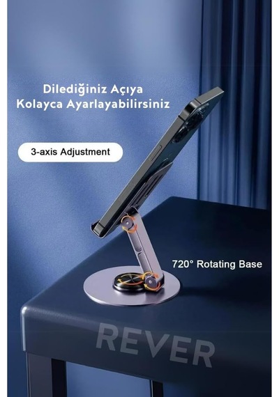Ayrex Rever Masaüstü Telefon Tutucu Metal Katlanabilir 360 Ayarlanabilir Yükseklik Ve Açı Ayarlı Diğer