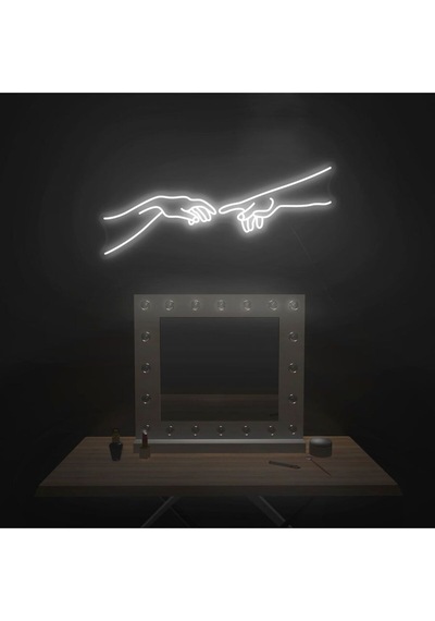 Hand Of God Figürlü Neon Tabela Beyaz
