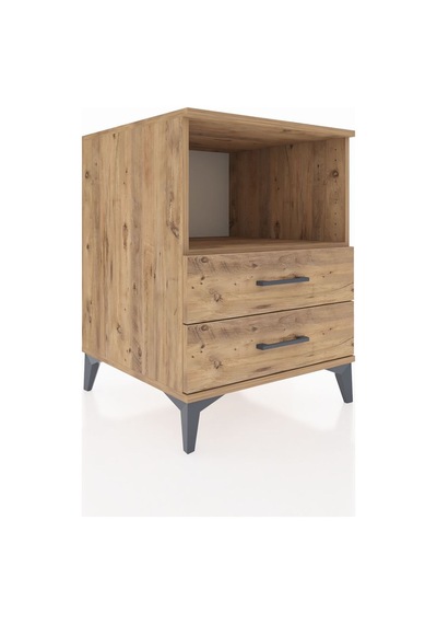 Kronos Komodin Tek Raflı 2 Çekmeceli 60x59x80 Çam-çam Atlas Çam