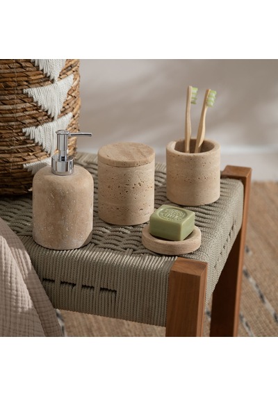 Mudo Home Evelyn Traverten 5'li Banyo Seti Bej